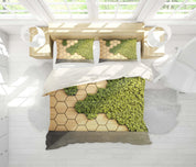 3D Wood grain, Moss plant Bedding Set Quilt Cover Quilt Duvet Cover ,Pillowcases Personalized  Bedding,Queen, King ,Full, Double 3 Pcs- Jess Art Decoration