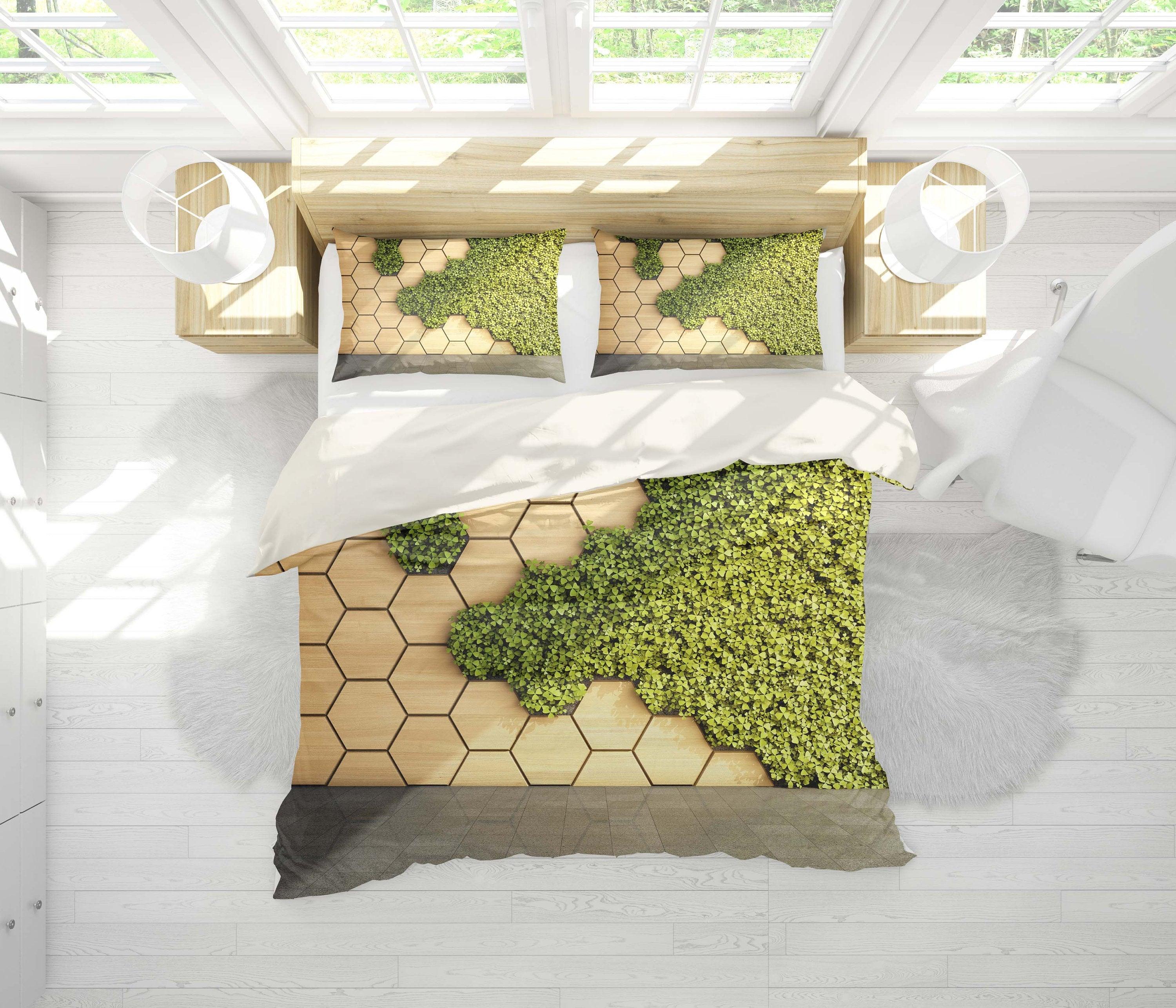 3D Wood grain, Moss plant Bedding Set Quilt Cover Quilt Duvet Cover ,Pillowcases Personalized  Bedding,Queen, King ,Full, Double 3 Pcs- Jess Art Decoration