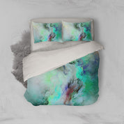 3D Green-tones, Smoke Bedding Set Quilt Cover Quilt Duvet Cover ,Pillowcases Personalized  Bedding,Queen, King ,Full, Double 3 Pcs- Jess Art Decoration