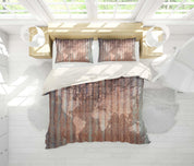 3D Iron, World map Bedding Set Quilt Cover Quilt Duvet Cover ,Pillowcases Personalized  Bedding,Queen, King ,Full, Double 3 Pcs- Jess Art Decoration