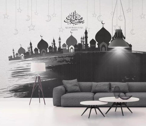 3D Hand-painted, Arab, Muslim architecture Wallpaper- Jess Art Decoration