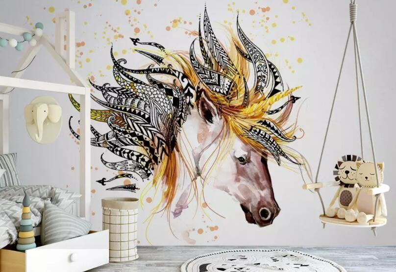 3D Horse head, Abstract, Colorful, Mane Wallpaper- Jess Art Decoration