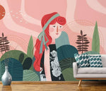3D Cartoons, Woods, Redhead girl Wallpaper- Jess Art Decoration