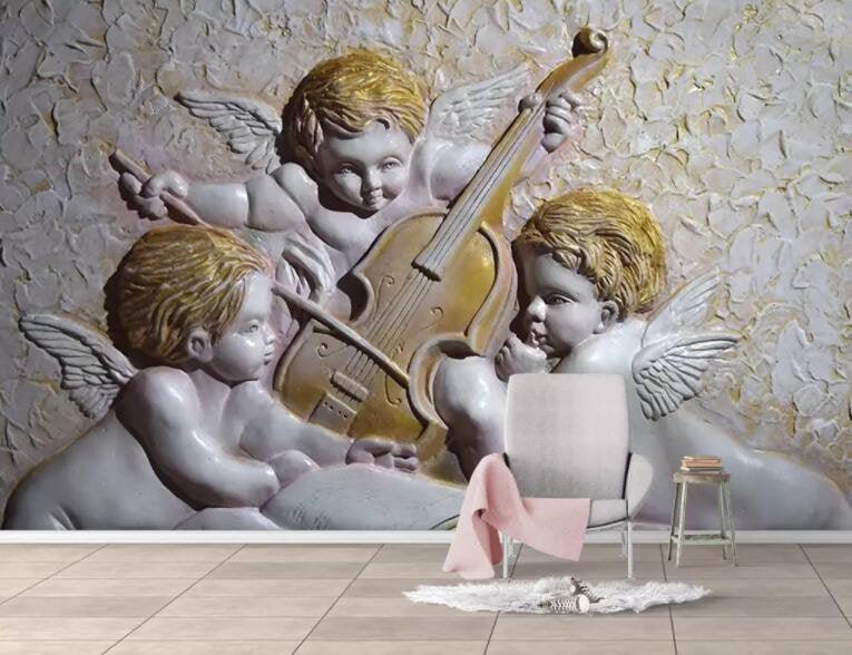 3D Vintage, European, Angel, Relief Wallpaper- Jess Art Decoration