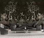 3D Golden, Forest, Tree, Elk Wallpaper- Jess Art Decoration