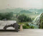 3D Forest, Waterfall scenery Wallpaper- Jess Art Decoration