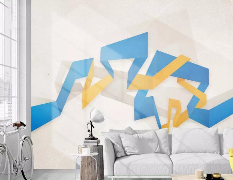 3D Bright-coloured, Geometric ribbons Wallpaper- Jess Art Decoration