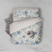 3D Blue-tones, Floral Set Quilt Cover Quilt Duvet Cover ,Pillowcases Personalized  Bedding,Queen, King ,Full, Double 3 Pcs- Jess Art Decoration