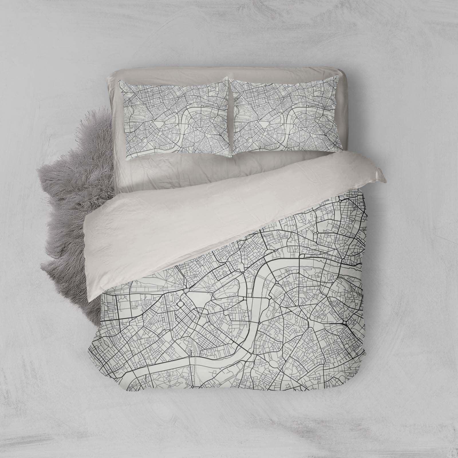 3D Minimalist, City texture Bedding Set Quilt Cover Quilt Duvet Cover ,Pillowcases Personalized  Bedding,Queen, King ,Full, Double 3 Pcs- Jess Art Decoration