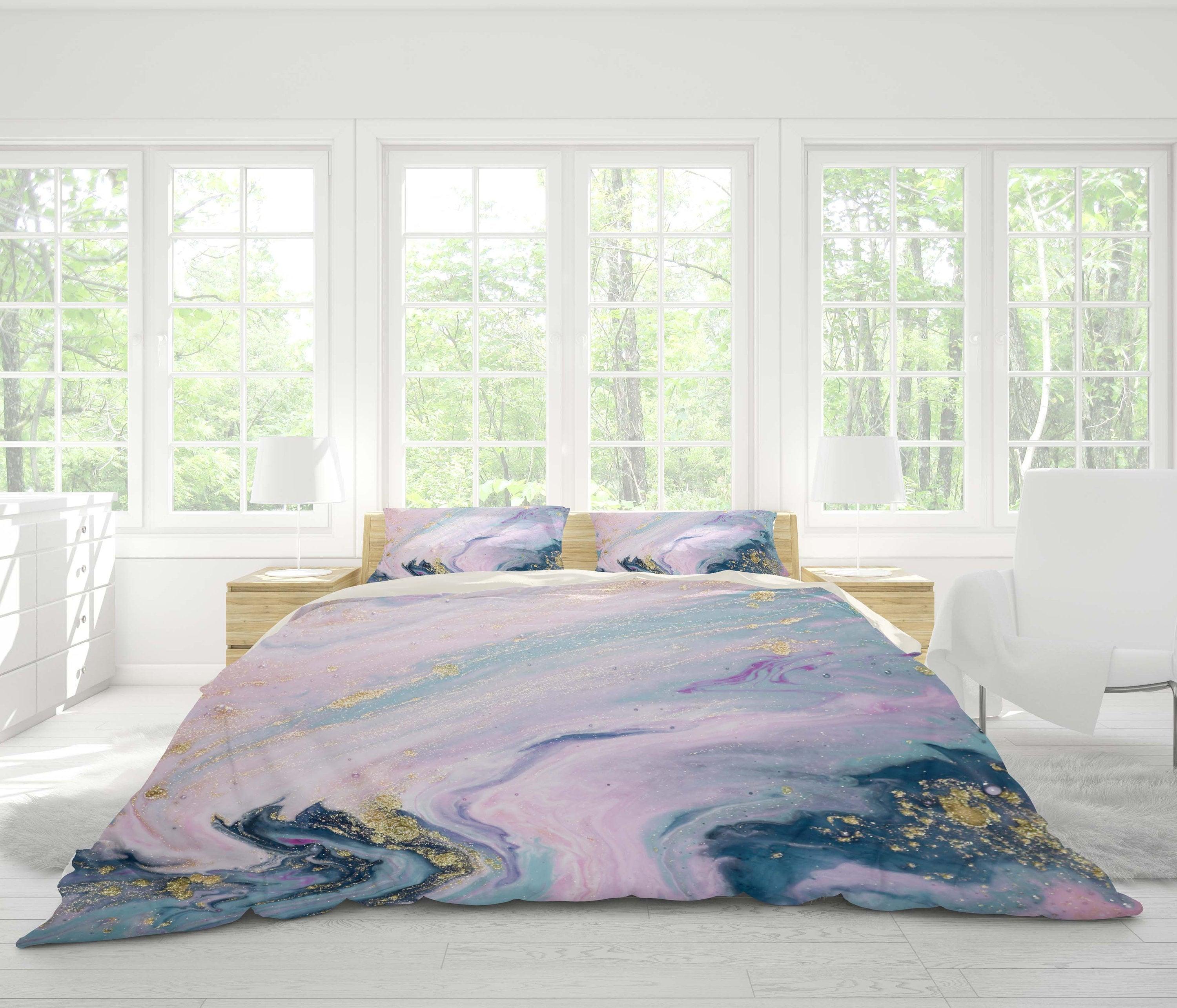 3D Pink-tones  Marbled  Quilt Cover Set Bedding Set Pillowcases- Jess Art Decoration