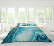 3D Blue Green Marbled  Quilt Cover Set Bedding Set Pillowcases- Jess Art Decoration
