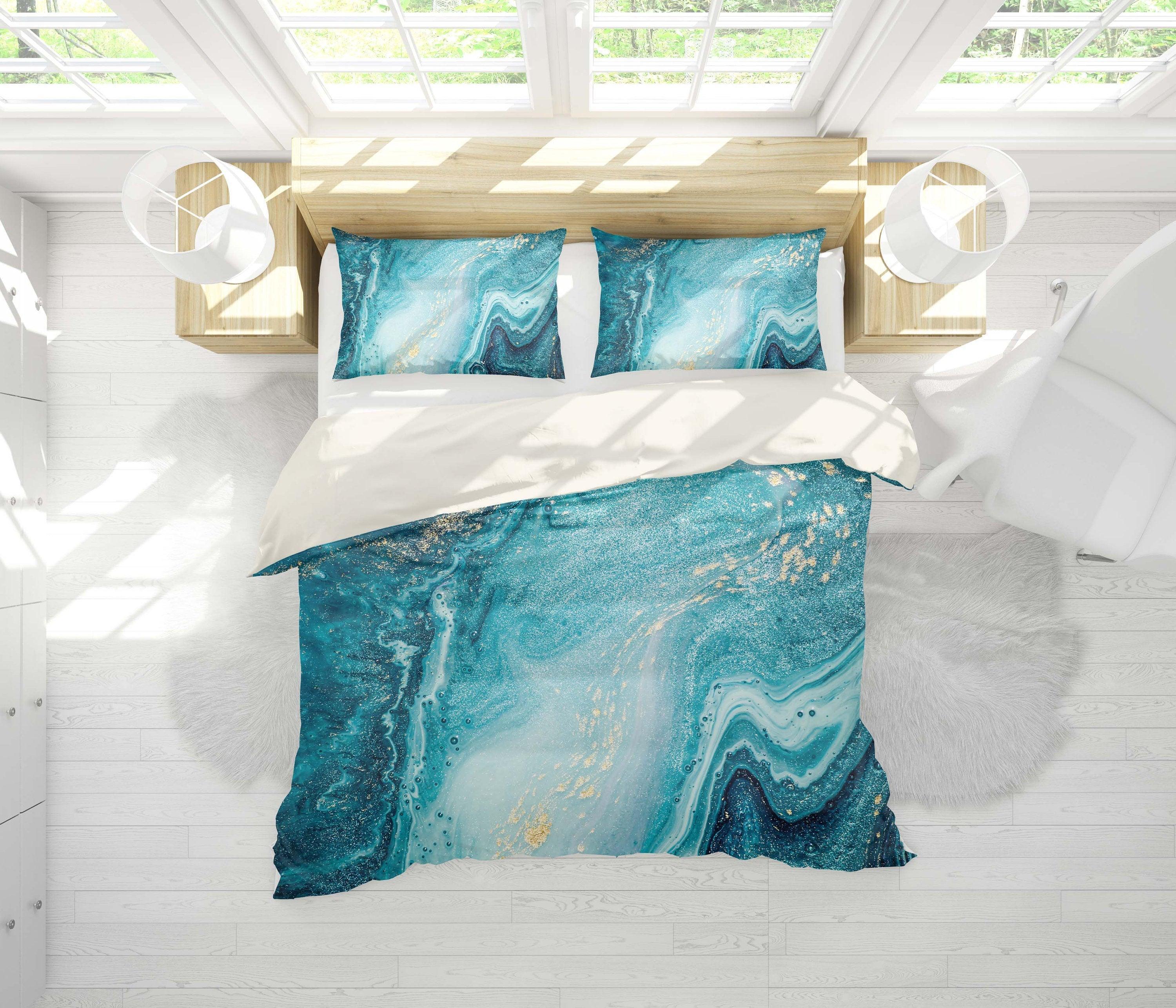 3D Blue Green Marbled  Quilt Cover Set Bedding Set Pillowcases- Jess Art Decoration