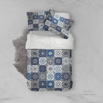 3D Blue-tones, National pattern Bedding Set Quilt Cover Quilt Duvet Cover ,Pillowcases Personalized  Bedding,Queen, King ,Full, Double 3 Pcs- Jess Art Decoration