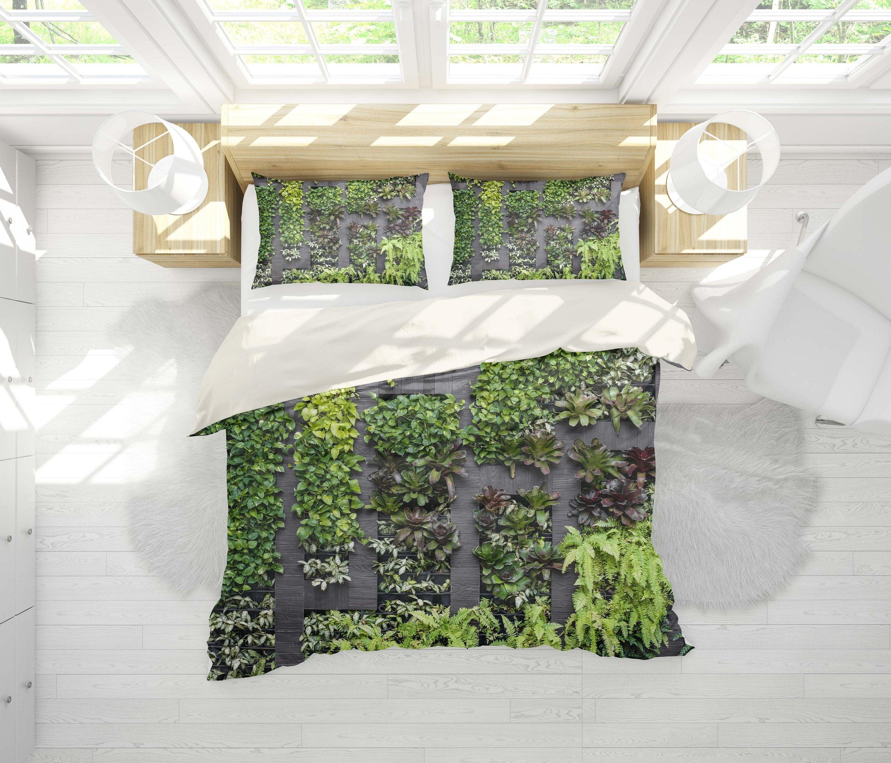 3D Green plant Bedding Set Quilt Cover Quilt Duvet Cover ,Pillowcases Personalized  Bedding,Queen, King ,Full, Double 3 Pcs- Jess Art Decoration