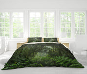 3D Mysterious, Green forest Bedding Set Quilt Cover Quilt Duvet Cover ,Pillowcases Personalized  Bedding,Queen, King ,Full, Double 3 Pcs- Jess Art Decoration