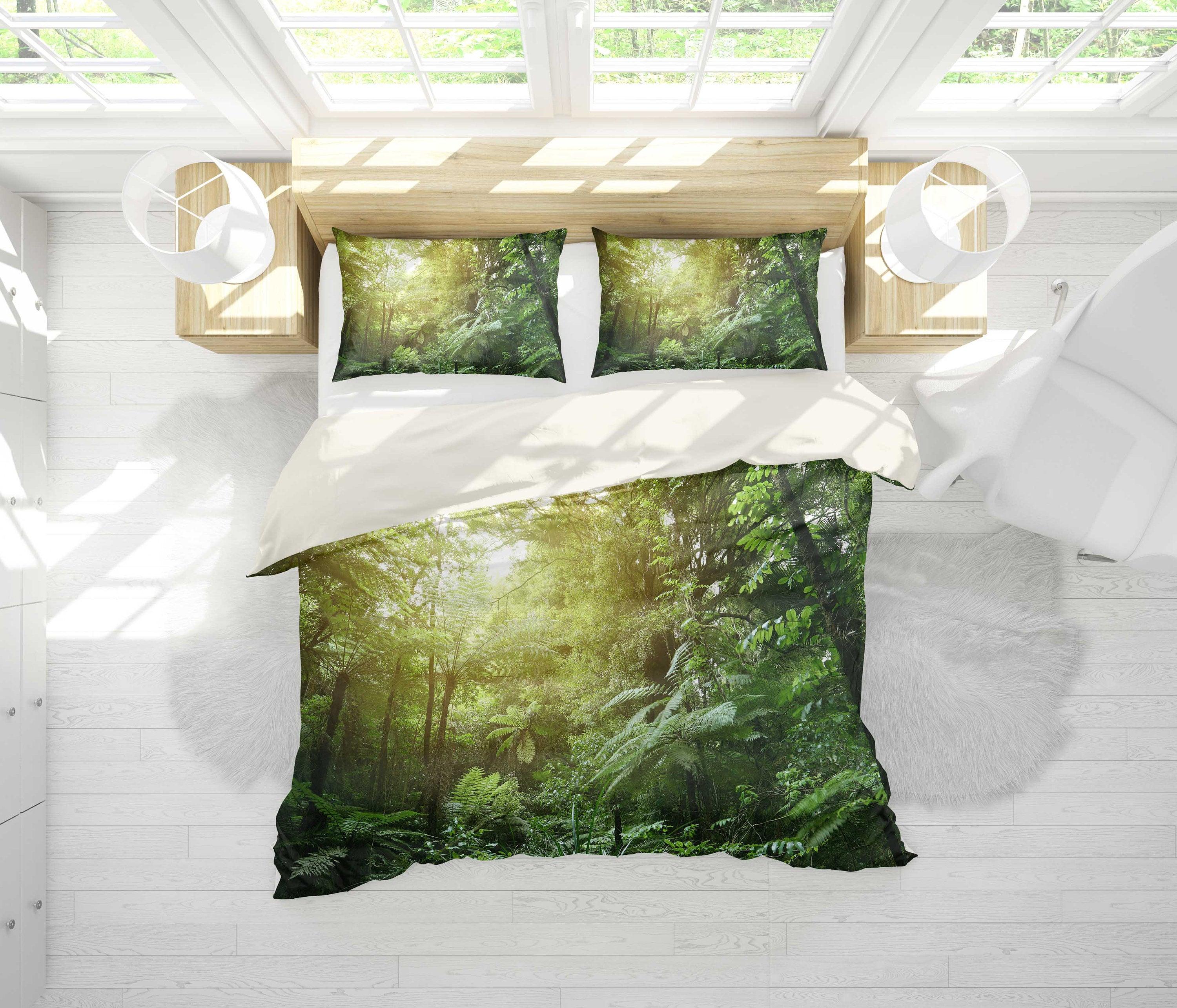 3D Sunshine, Forest Bedding Set Quilt Cover Quilt Duvet Cover ,Pillowcases Personalized  Bedding,Queen, King ,Full, Double 3 Pcs- Jess Art Decoration