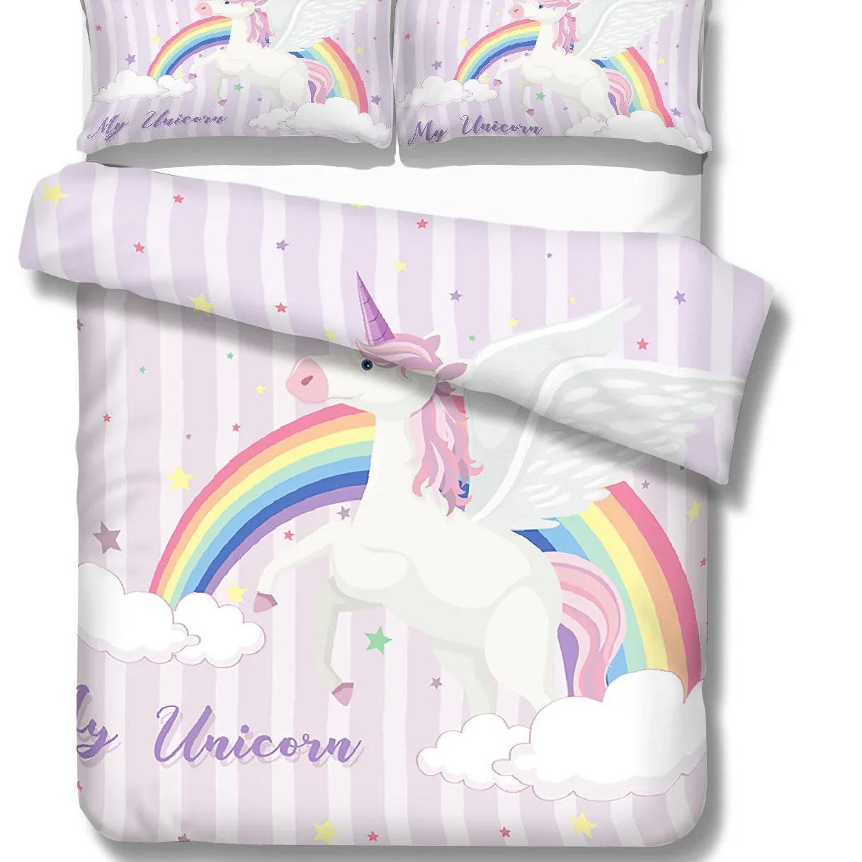 3D Cartoon  Dreamy  Unicorn  Quilt Cover Set Bedding Set Pillowcases- Jess Art Decoration