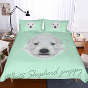 3D White  Pyrenean Mountain Dog Bedding Set Quilt Cover Quilt Duvet Cover Pillowcases Personalized  Bedding Queen  King  Full  Double 3 Pcs- Jess Art Decoration