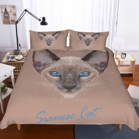 3D Siamese cat  Quilt Cover Set Bedding Set Pillowcases- Jess Art Decoration