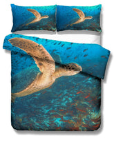 3D Sea world  Sea turtle Bedding Set Quilt Cover Quilt Duvet Cover Pillowcases Personalized  Bedding Queen  King  Full  Double 3 Pcs- Jess Art Decoration