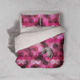 3D Pink, Polygonal graphic Bedding Set Quilt Cover Quilt Duvet Cover ,Pillowcases Personalized  Bedding,Queen, King ,Full, Double 3 Pcs- Jess Art Decoration
