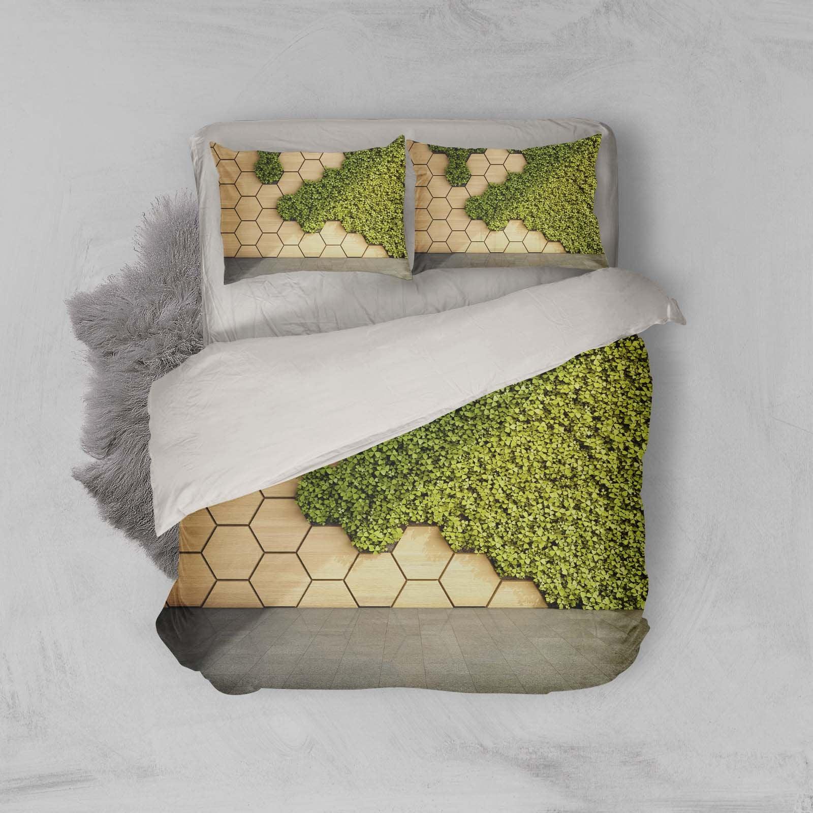 3D Wood grain, Moss plant Bedding Set Quilt Cover Quilt Duvet Cover ,Pillowcases Personalized  Bedding,Queen, King ,Full, Double 3 Pcs- Jess Art Decoration