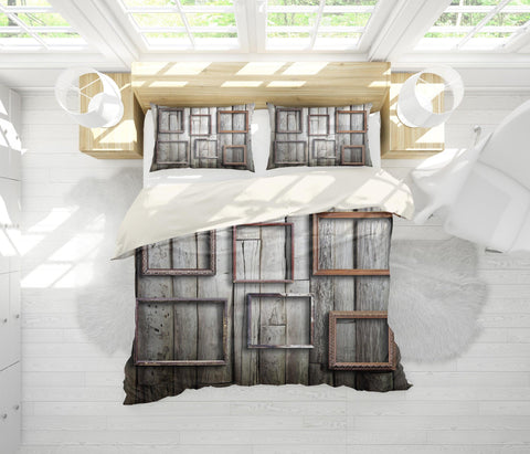 3D Wood grain, The frame Bedding Set Quilt Cover Quilt Duvet Cover ,Pillowcases Personalized  Bedding,Queen, King ,Full, Double 3 Pcs- Jess Art Decoration