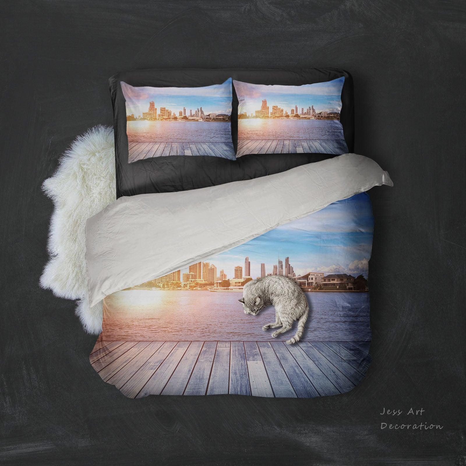 3D Sunset view, Clean ocean Bedding Set Quilt Cover Quilt Duvet Cover ,Pillowcases Personalized  Bedding,Queen, King ,Full, Double 3 Pcs- Jess Art Decoration