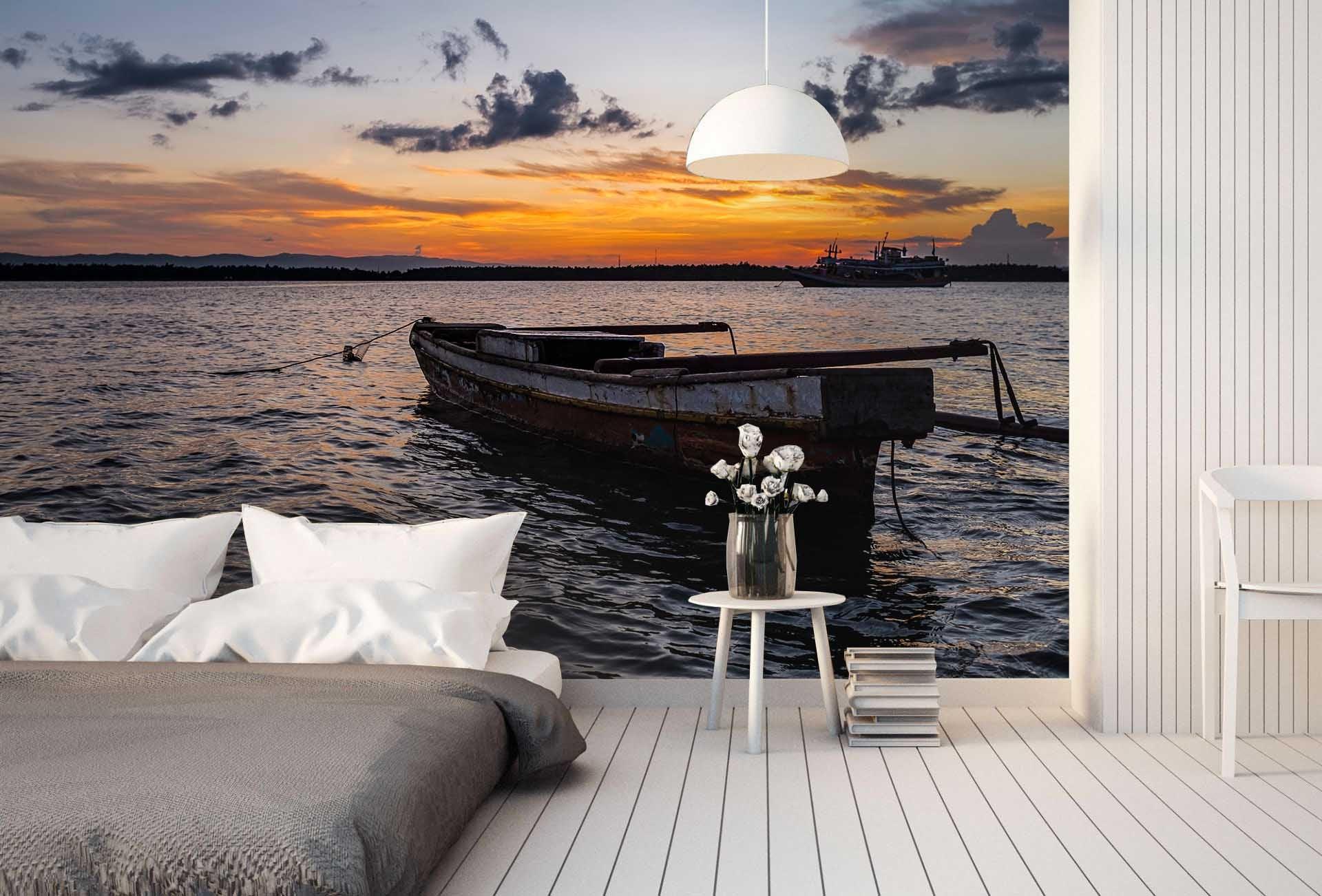 3D Quiet, Ocean, Sunrise scenery Wallpaper- Jess Art Decoration