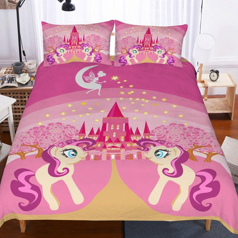3D Cartoon  Pink unicorn  Quilt Cover Set Bedding Set Pillowcases- Jess Art Decoration