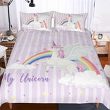 3D Cartoon  Dreamy  Unicorn  Quilt Cover Set Bedding Set Pillowcases- Jess Art Decoration