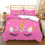 3D Cartoon  Pink unicorn  Quilt Cover Set Bedding Set Pillowcases- Jess Art Decoration