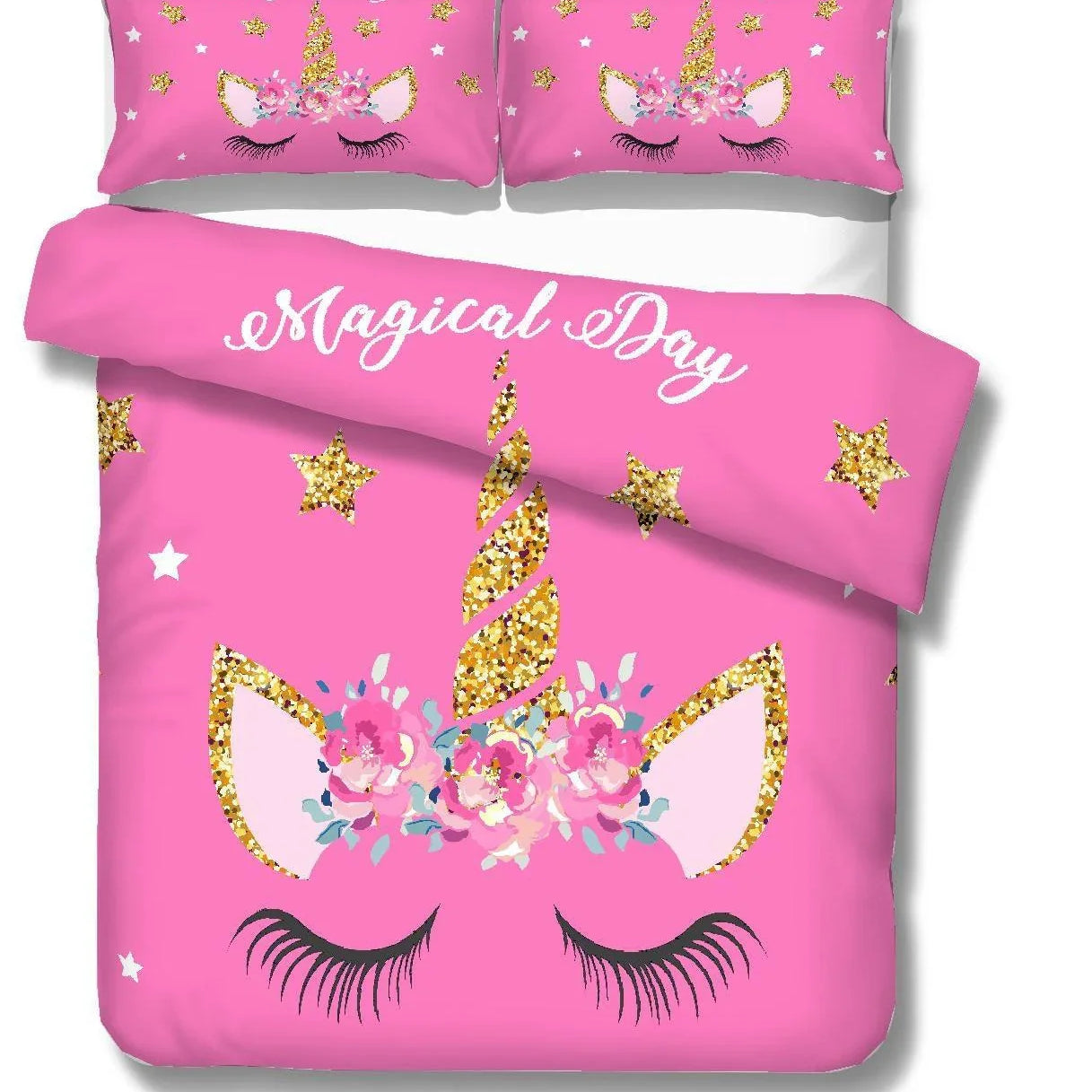 3D Cartoon  Pink unicorn  Quilt Cover Set Bedding Set Pillowcases- Jess Art Decoration