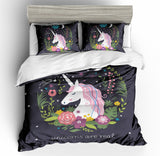 3D Cartoon  Dreamy  Unicorn  Quilt Cover Set Bedding Set Pillowcases- Jess Art Decoration