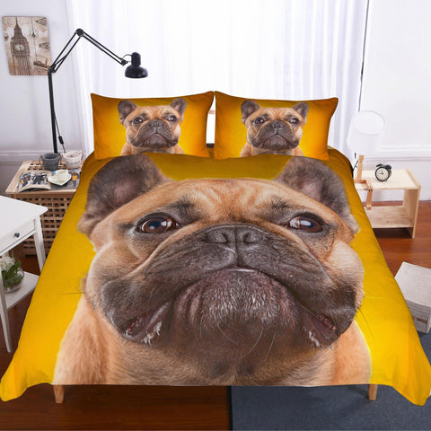 3D Cartoon  Pug  Quilt Cover Set Bedding Set Pillowcases- Jess Art Decoration