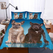3D Cartoon  French bulldog  Quilt Cover Set Bedding Set Pillowcases- Jess Art Decoration