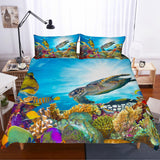 3D Sea world, Sea turtle Bedding Set Quilt Cover Quilt Duvet Cover ,Pillowcases Personalized  Bedding,Queen, King ,Full, Double 3 Pcs- Jess Art Decoration