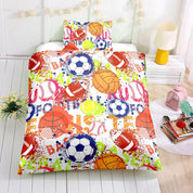 3D Football Basketball  Kids Pattern Duvet Cover Bedding Set Quilt Cover Pillowcases Personalized  Bedding Queen  King  Full  Double 3 Pcs- Jess Art Decoration