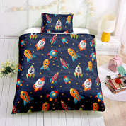 3D Rocket Space Star Kids Pattern Duvet Cover Bedding Set Quilt Cover Pillowcases Personalized  Bedding Queen  King  Full  Double 3 Pcs- Jess Art Decoration