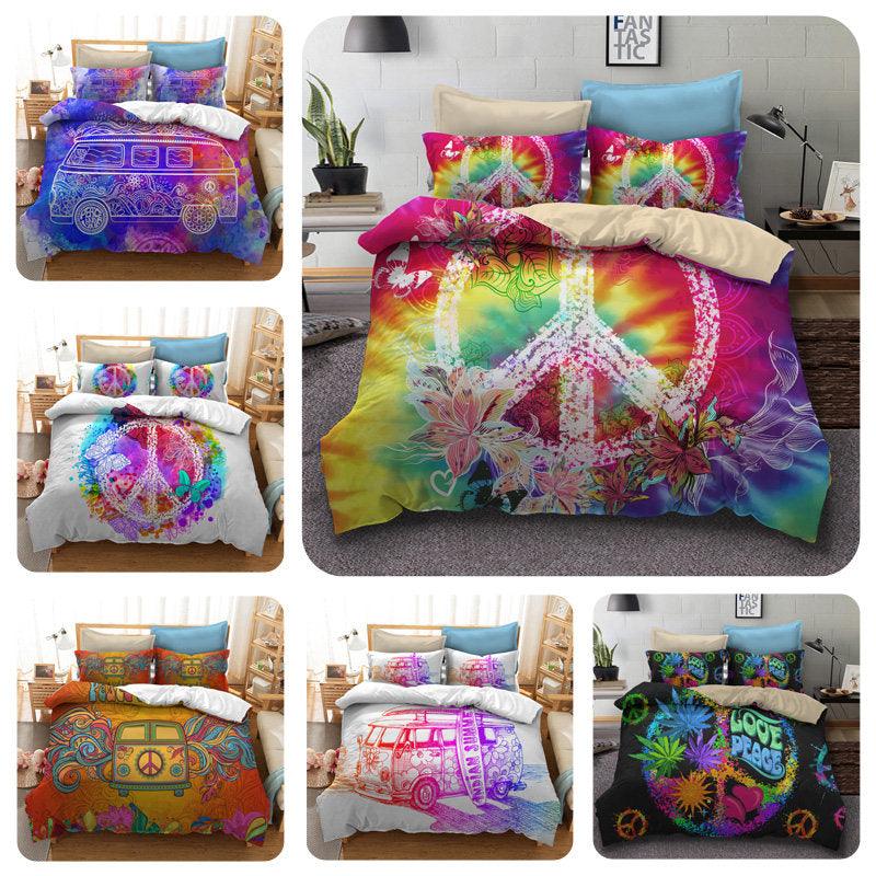 3D Peace  Colorful Flower  Quilt Cover Set Bedding Set Pillowcases- Jess Art Decoration