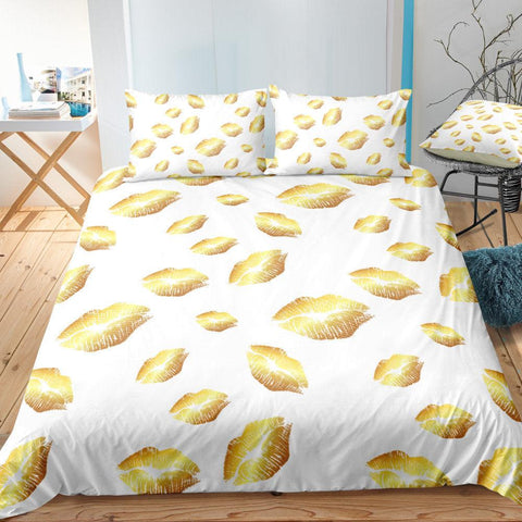 3D White Yellow Kiss  Quilt Cover Set Bedding Set Pillowcases- Jess Art Decoration