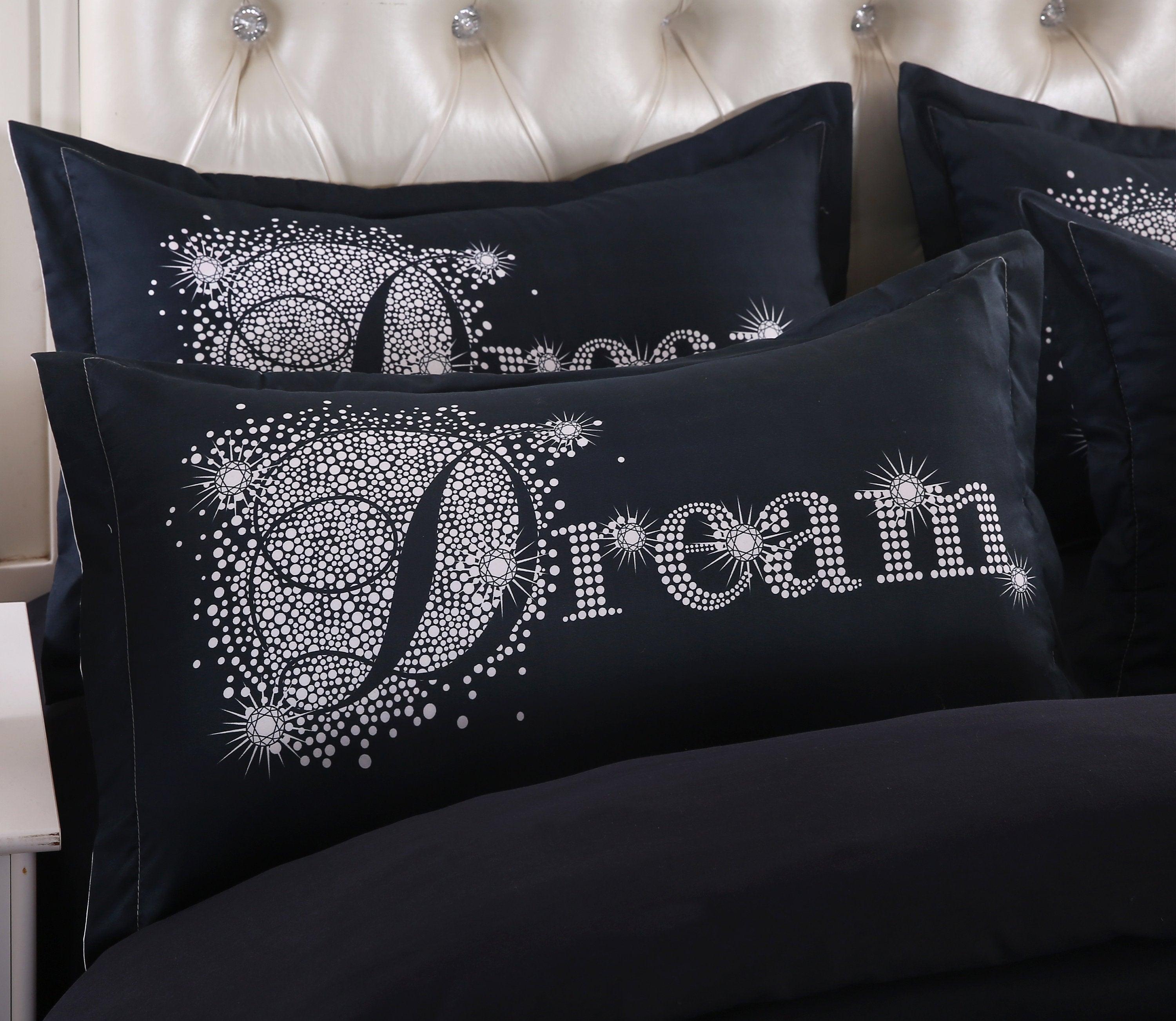 3D Sparkle Dream Smile Black  Quilt Cover Set Bedding Set Pillowcases- Jess Art Decoration