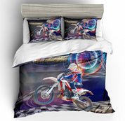 3D Colorful Motor Motercycle  Quilt Cover Set Bedding Set Pillowcases- Jess Art Decoration