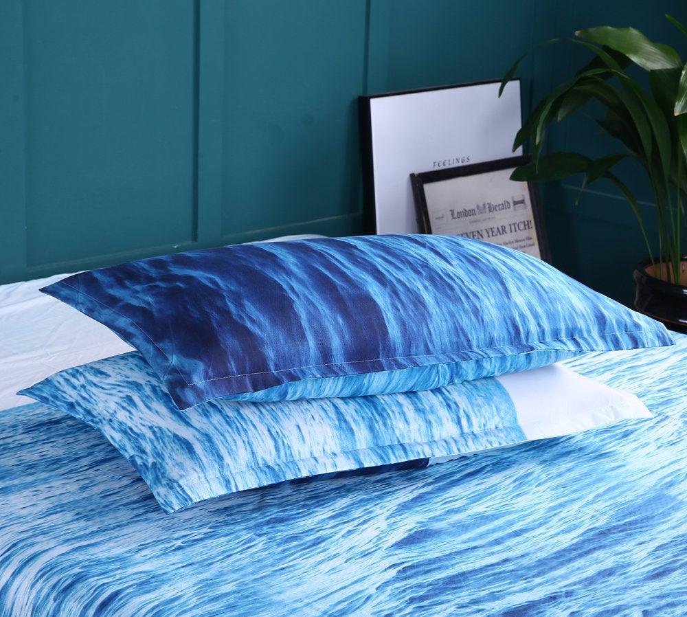 3D Blue Waves Sea Bedding Set Quilt Cover Quilt Duvet Cover ,Pillowcases Personalized  Bedding,Queen, King ,Full, Double 3 Pcs- Jess Art Decoration