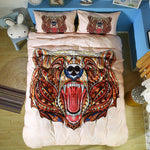 3D  National Style Bear Bedding Set Quilt Cover Quilt Duvet Cover ,Pillowcases Personalized  Bedding,Queen, King ,Full, Double 3 Pcs- Jess Art Decoration