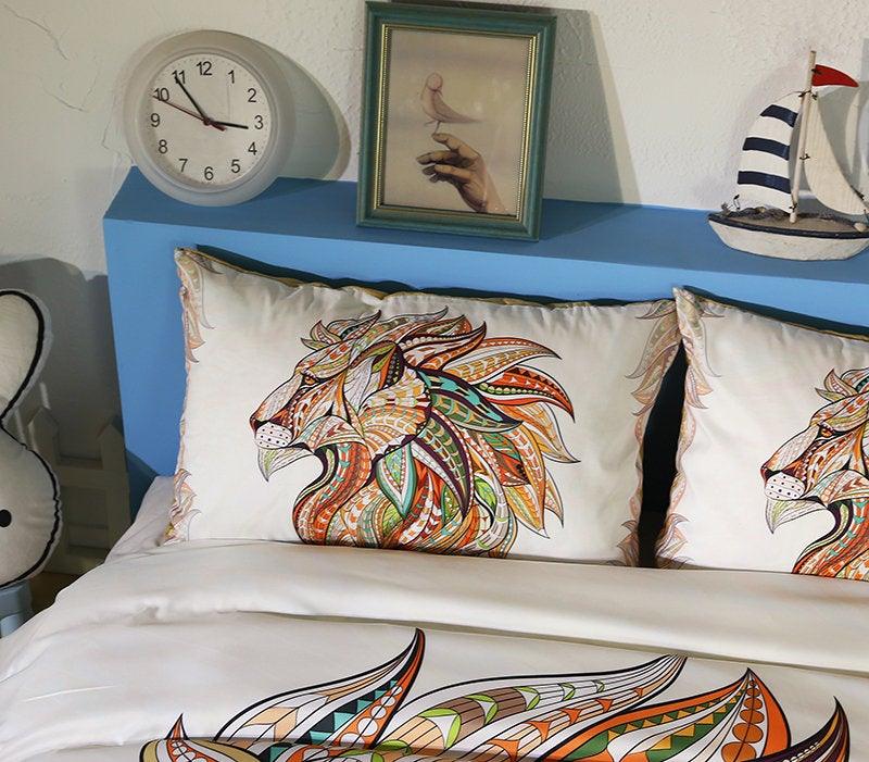 3D National Style Lion Bedding Set Quilt Cover Quilt Duvet Cover ,Pillowcases Personalized  Bedding,Queen, King ,Full, Double 3 Pcs- Jess Art Decoration