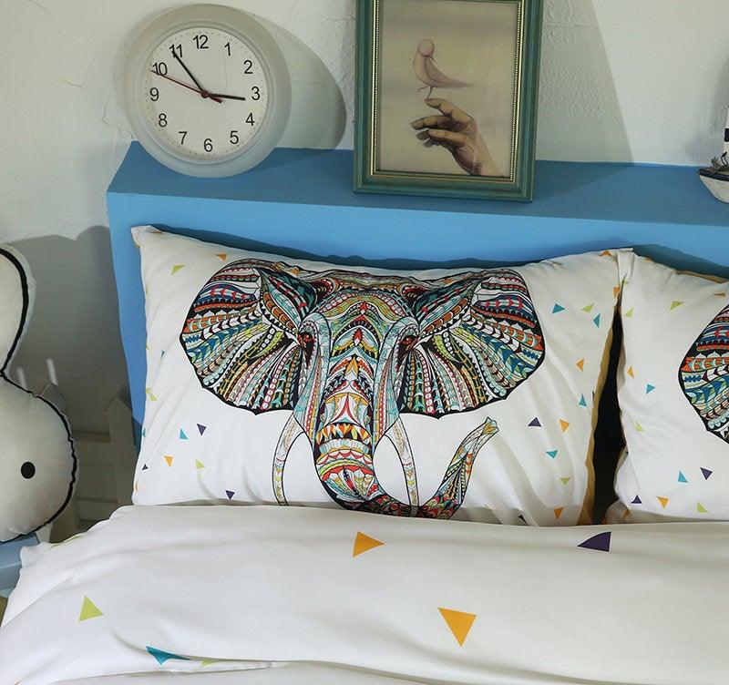 3D White National Elephant Bedding Set Quilt Cover Quilt Duvet Cover ,Pillowcases Personalized  Bedding,Queen, King ,Full, Double 3 Pcs- Jess Art Decoration