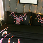 3D Black National Elk Wapiti Bedding Set Quilt Cover Quilt Duvet Cover ,Pillowcases Personalized  Bedding,Queen, King ,Full, Double 3 Pcs- Jess Art Decoration
