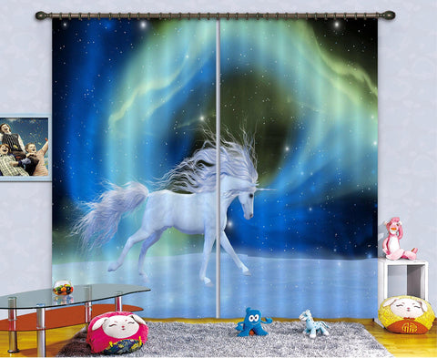 3D Unicorn With Lights C097 Blockout Photo Curtain Print Curtains Drapes Fabric Window | 3D Large Photo Curtain, Jess Art Decoration Wallpaper- Jess Art Decoration
