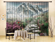 3D Mountain With Trees C111 Blockout Photo Curtain Print Curtains Drapes Fabric Window | 3D Large Photo Curtain, Jess Art Decoration Wallpaper- Jess Art Decoration